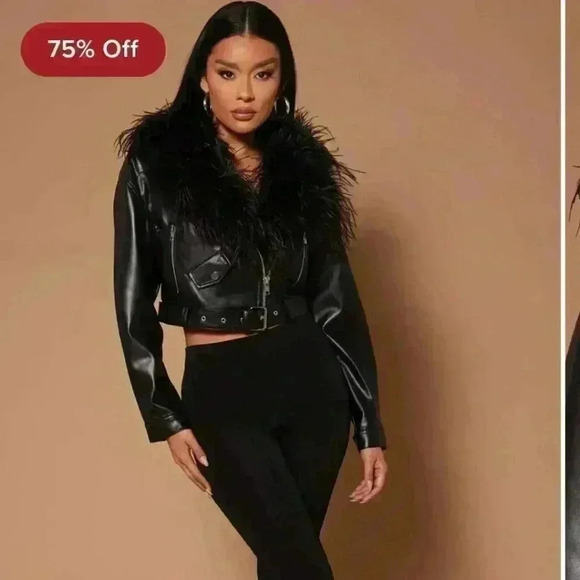 Fashion Nova moto jacket feathers - Picture 1 of 11